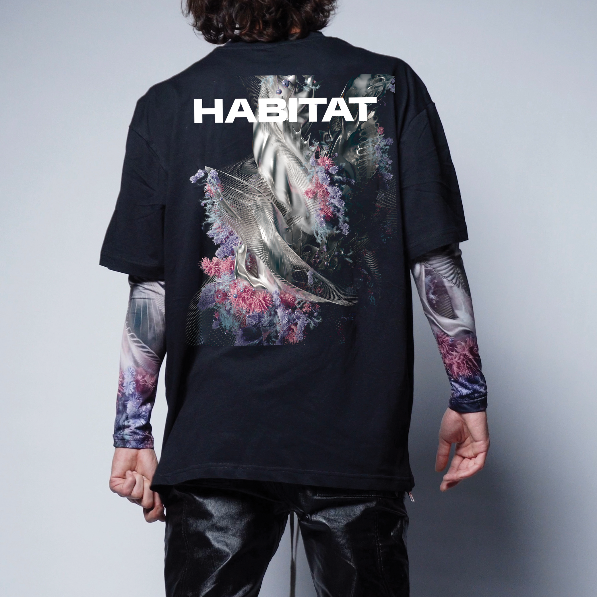 中*帯様 【BIO】 LAYERED L/S TEE 2SLEEVE PRINT BACK' LAYERED TEE - HABITAT