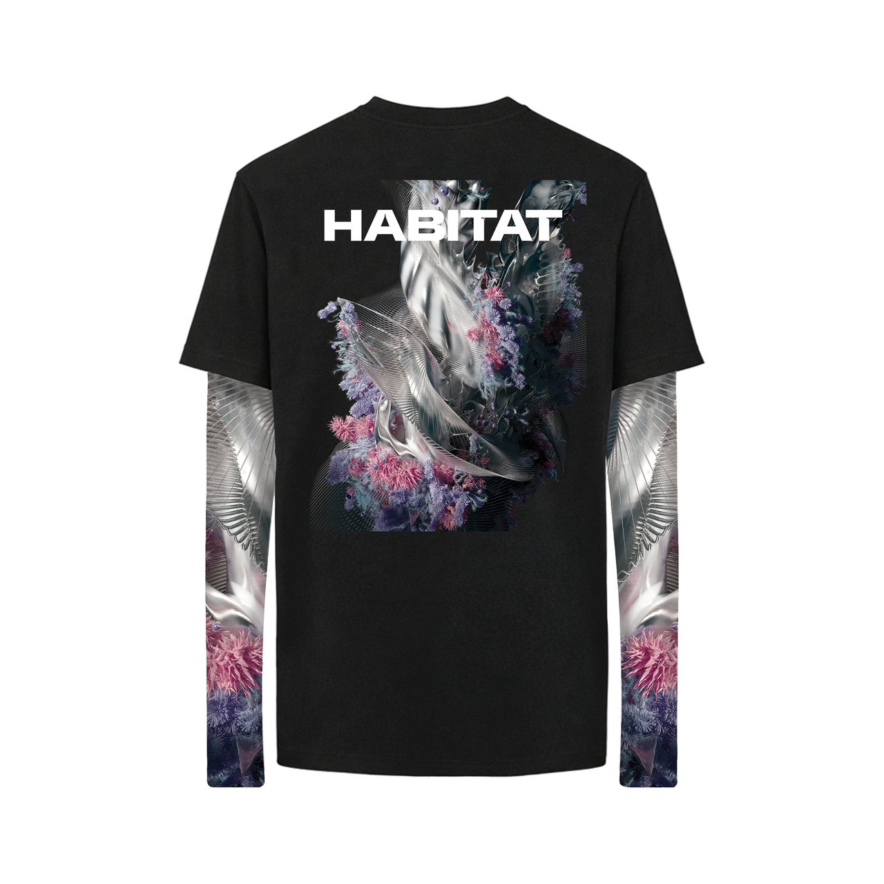 '2SLEEVE PRINT BACK' LAYERED TEE